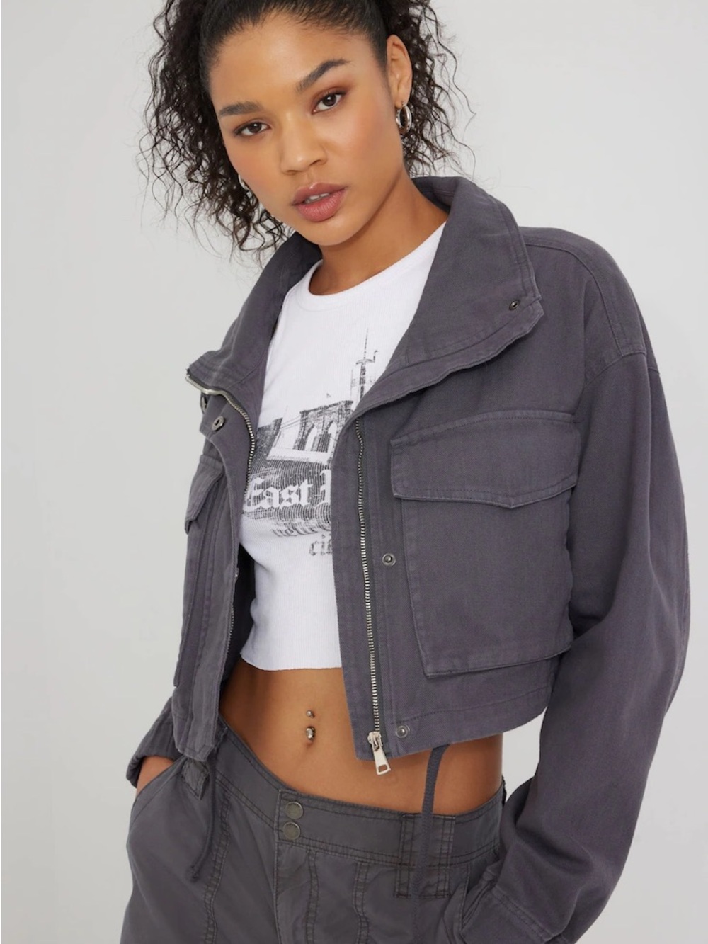 Garage cropped utility jacket